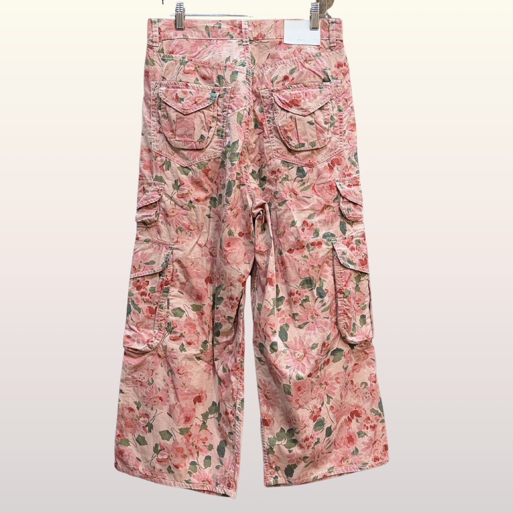 NWT R13 Cropped Multi Pocket Cargo Pants Size 27 in Pink Layered Floral $1195 - Picture 4 of 11